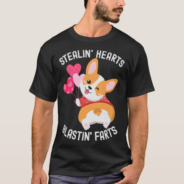 Camiseta Corgi Breakin Hearts Blastin Farts Valentines Day  (Frente)
