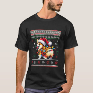 Camiseta Corgi Bumbum Funny Ugly Santa Hat Snowflakes Chris