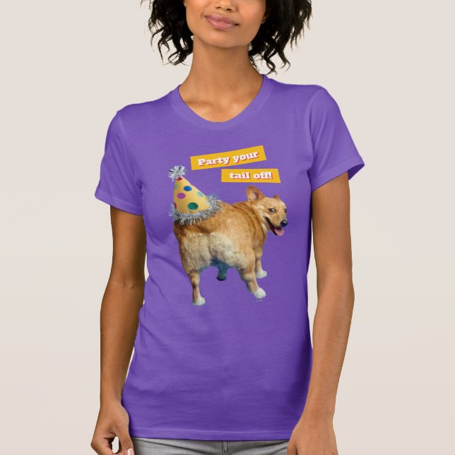 Camiseta Corgi Butt Birthday Hat (Frente)