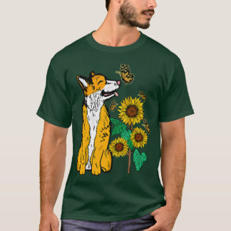 Camiseta Corgi Cachorro Amêijoas Girassol Cachorro Cachorro
