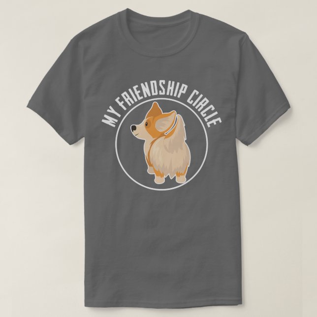 Camiseta Corgi Cachorro Amizade Círculo Funny Cachorro Prop (Frente do Design)