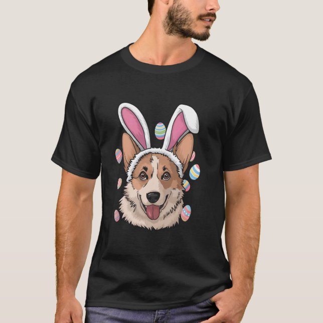 Camiseta Corgi Cachorro Coelho de Páscoa (Frente)