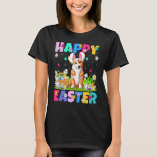 Camiseta Corgi Cachorro Coelho Feliz Páscoa Corgi Domingo