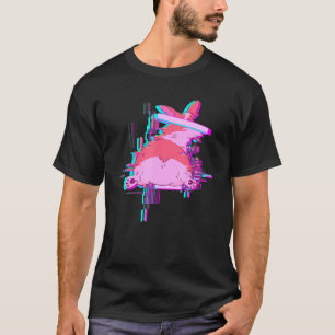 Camiseta Corgi Cachorro com Olhos Censurados Glitch Vaporwa