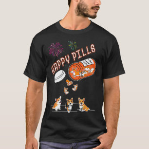 Camiseta Corgi Cachorro Comprimidos Felizes T