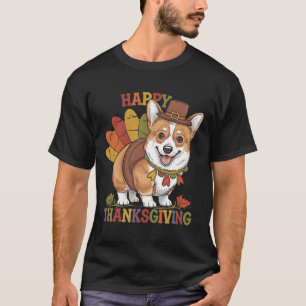 Camiseta Corgi Cachorro de Ação de Graças Peru