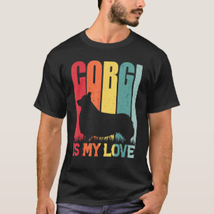 Camiseta Corgi Cachorro É Meu Amor Vestido Vintage Retro