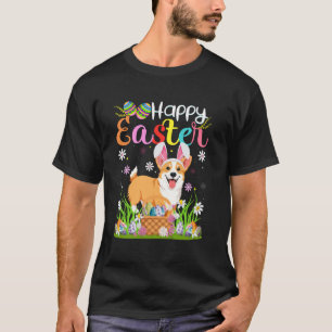 Camiseta Corgi Cachorro Feliz Páscoa Caça ao Ovo Coelho Ore