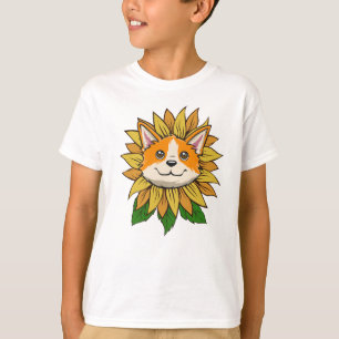 Camiseta Corgi Cachorro Girassol