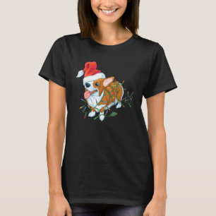 Camiseta Corgi Cachorro Luz Alegre Corgmas Papai Noel Corgi