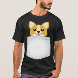 Camiseta Corgi Cachorro no Bolso do Peito