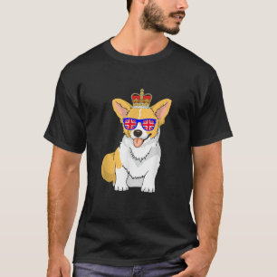 Camiseta Corgi Cachorro Rainha Elizabeth II Óculos de Sol C
