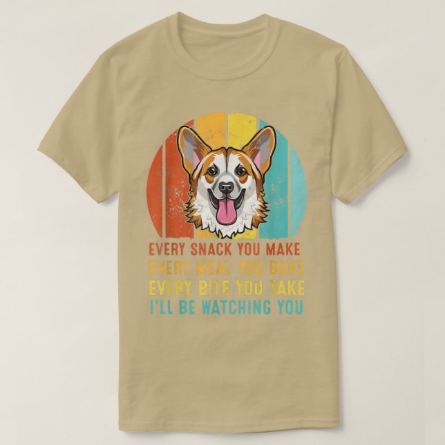 Camiseta Corgi cada lanche que fizer, eu estarei te observa (Frente do Design)