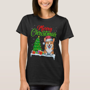 Camiseta Corgi Cão Árvore De Natal Luz Engraçada Xmas Corgi
