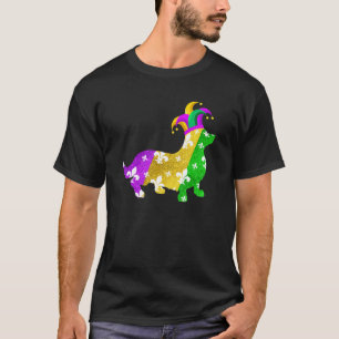 Camiseta Corgi Cão Carnavais de Mardi Gras Fã de Cachorrinh