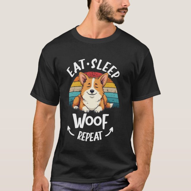 Camiseta Corgi Cardigan Welsh Pembroke Corgie Eat Rep. (Frente)