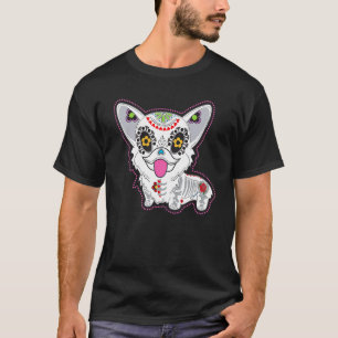 Camiseta Corgi Caveira de Açúcar Dia De Los Muertos