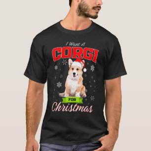 Camiseta Corgi Chapéu de Papai Noel Natal Eu Quero um Corgi