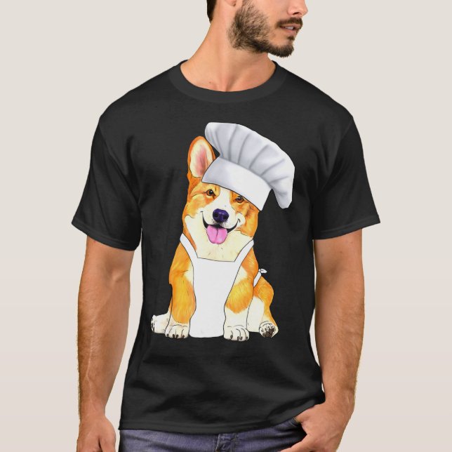 Camiseta Corgi Chef Cachorro Em Um Chef Ha (Frente)