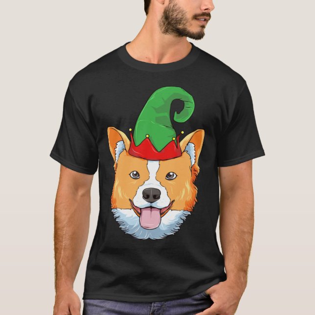 Camiseta Corgi Christmas Elf Hat  Christmas Dog Holiday (Frente)