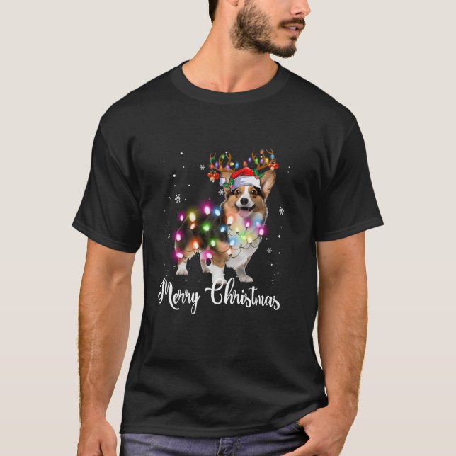 Camiseta Corgi Christmas Reindee Dog Lover T Shirt (Frente)