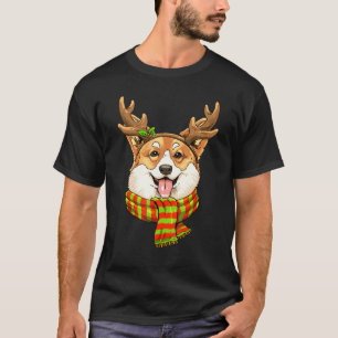 Camiseta Corgi Christmas Reindeer Antlers Dog Xmas