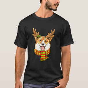 Camiseta Corgi Christmas Reindeer Antlers Xmas Girls Kids W