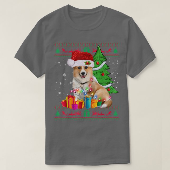 Camiseta Corgi Christmas Sweater Corgi Christmas (Frente do Design)