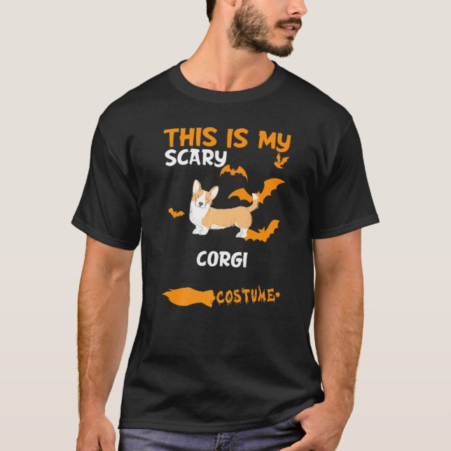 Camiseta Corgi Com Cachorro Assustador De Folha Halloween C (Frente)