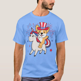 Camiseta Corgi Com Unicórnio Para O Quarto De Julho