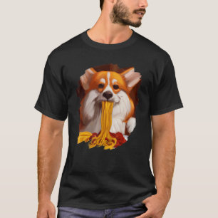 Camiseta Corgi Comendo Espaguete Massa Cachorro Comida Ital