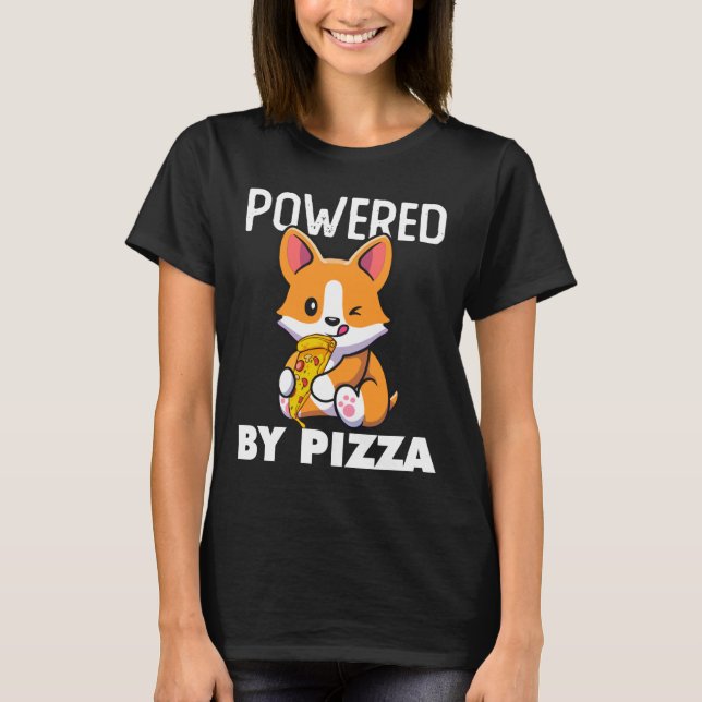 Camiseta Corgi Comendo Pizza Engraçada Corgi Pizza 88 (Frente)