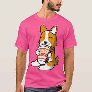 Camiseta Corgi Comendo Ramen Instantâneo Cachorro289