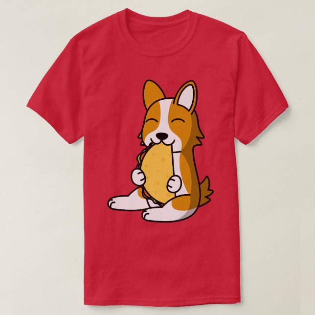 Camiseta Corgi Comendo Um Cachorro-469 (Frente do Design)
