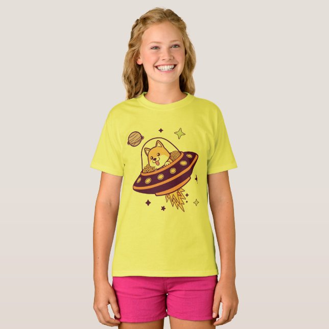 Camiseta Corgi Commander and the Ramen Rocket (Frente Completa)