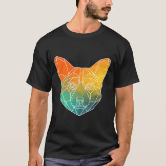 Camiseta Corgi Contorno Polígonos Silhueta Aquarela Premi