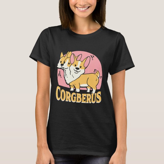 Camiseta Corgi Corgberus Short Dog Pun (Frente)