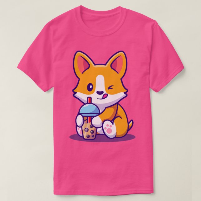 Camiseta Corgi Cute Bebe Tea Boba (Frente do Design)