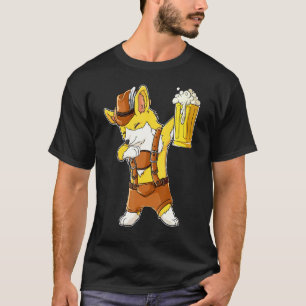 Camiseta Corgi Dabbing Oktoberfest Lederhosen Homens Prost 