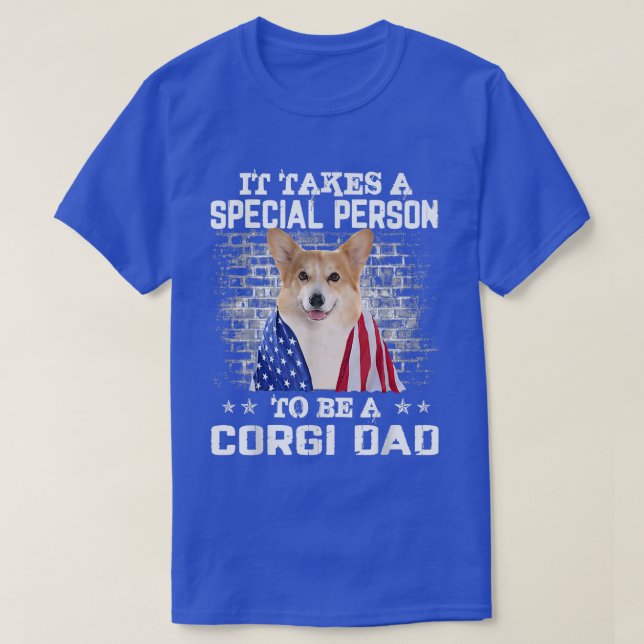 Camiseta Corgi Dad With Proud American Flag Dog Father's Da (Frente do Design)