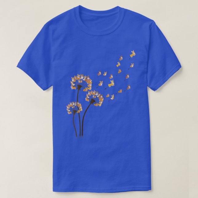 Camiseta Corgi Dandelion Flying Flower Animal Lover Funny D (Frente do Design)