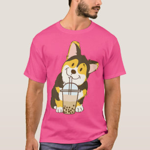 Camiseta Corgi De Cor Tripla E Chá De Bolha De Cão