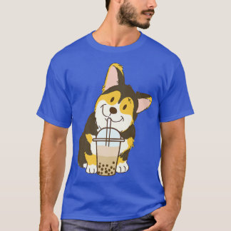 Camiseta Corgi De Cor Tripla E Chá De Bolha De Cão
