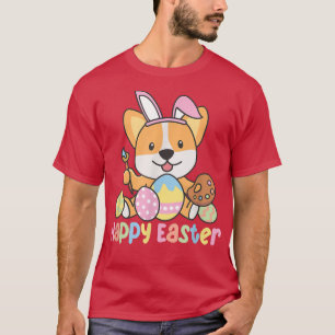 Camiseta Corgi De Corte De felz pascoa À Páscoa Com Ovos De