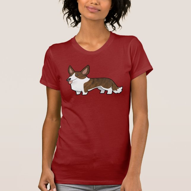 Camiseta Corgi de Galês do casaco de lã dos desenhos (Frente)