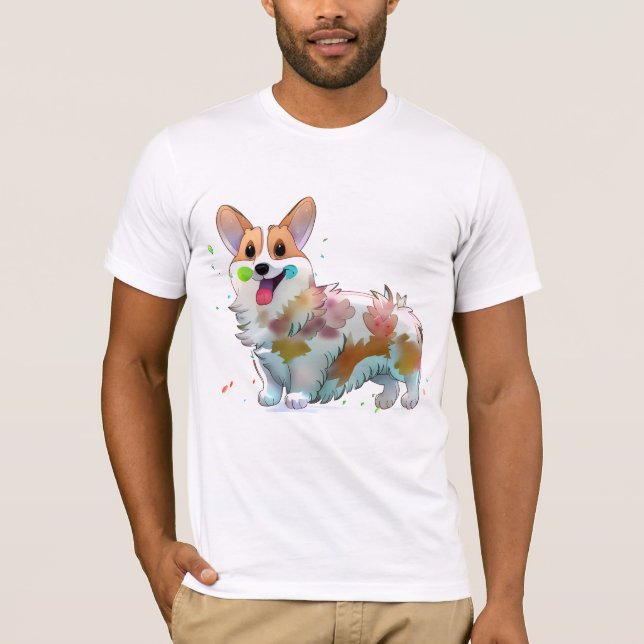 Camiseta Corgi de laranja-branca para um humor positivo (Frente)