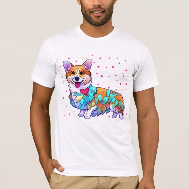Camiseta Corgi de laranja-branca para um humor positivo (Frente)