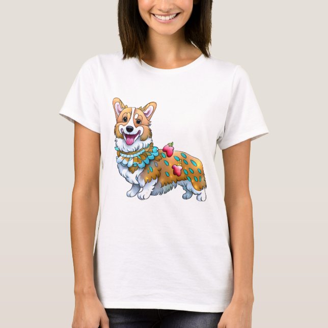 Camiseta Corgi de laranja-branca para um humor positivo (Frente)