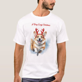 Camiseta Corgi de Natal com galhadas de Reindeer saltando