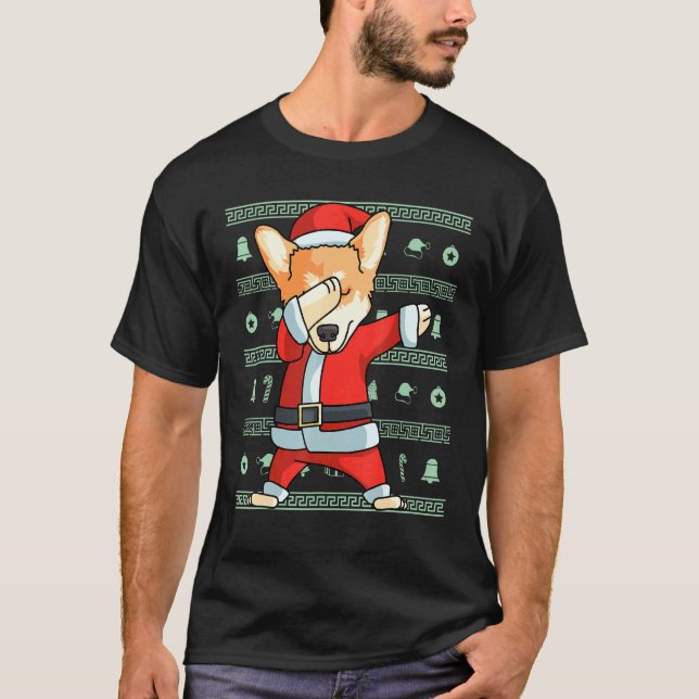 Camiseta Corgi de Natal Dança Dabbing (Frente)